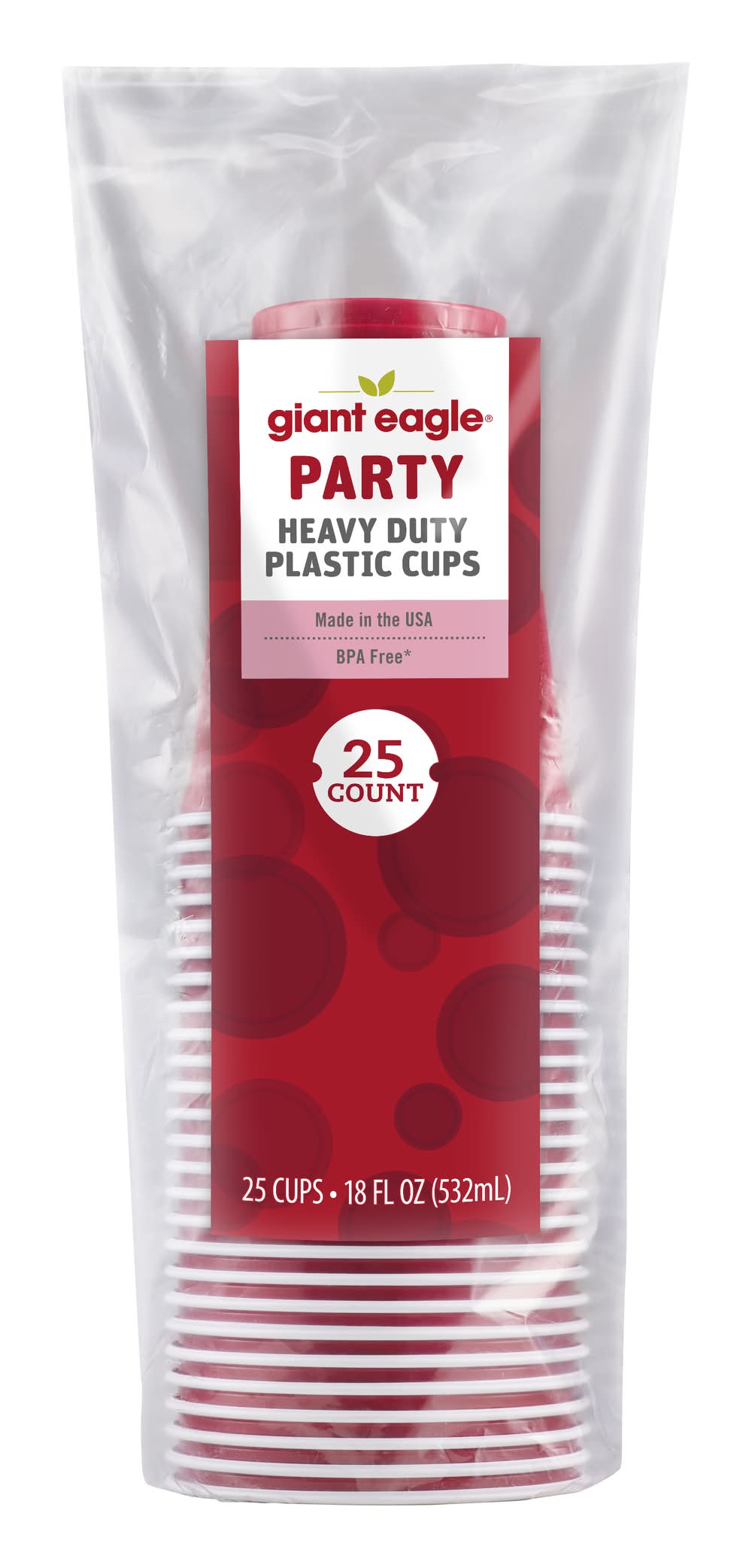 Giant Eagle Heavy Duty Party Plastic Cups (18 fl oz, 25 ct)
