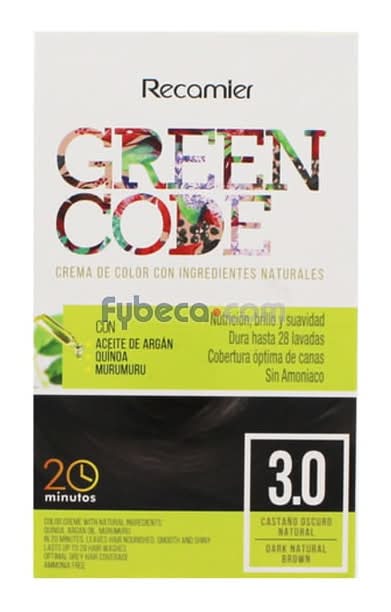 Tinte Green Code Sin Amoniaco Castaño Oscuro Natural 3.0