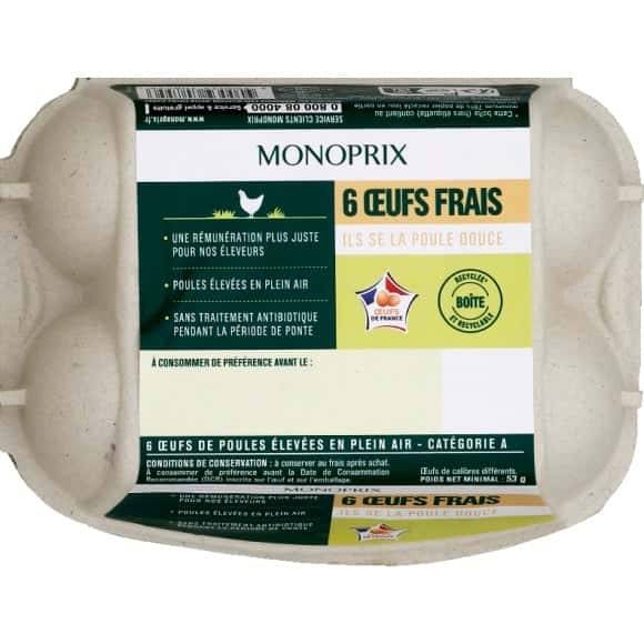 Monoprix Oeufs Frais La Boîte De 6