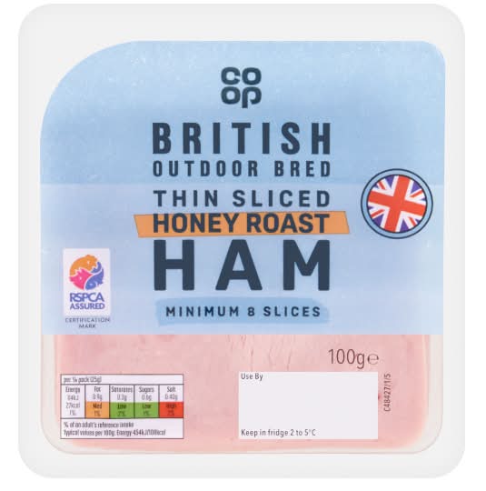 Co-op Honey Roast, British Outdoor Bred Thin Sliced Ham (100g)