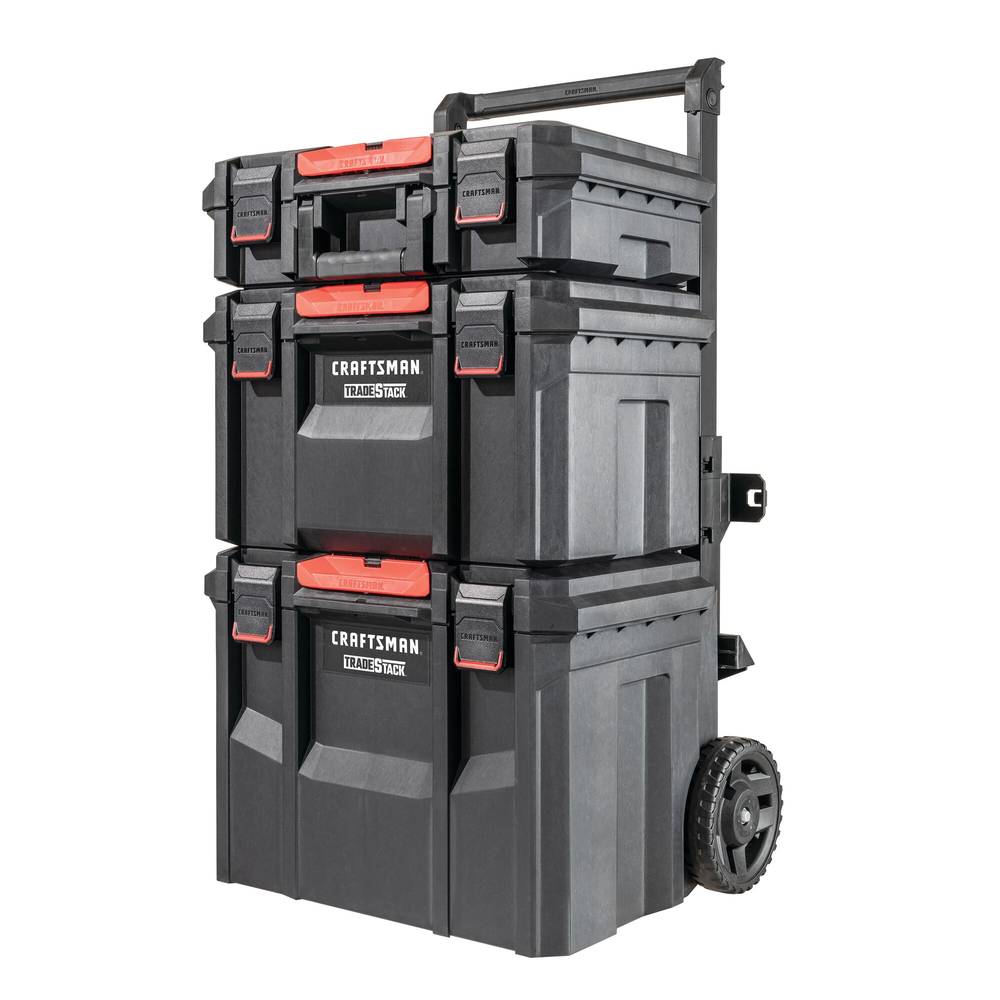 CRAFTSMAN TRADESTACK 22-in W x 33.6-in H x 18-in D Black Plastic Rolling Tool Box | CMST60420