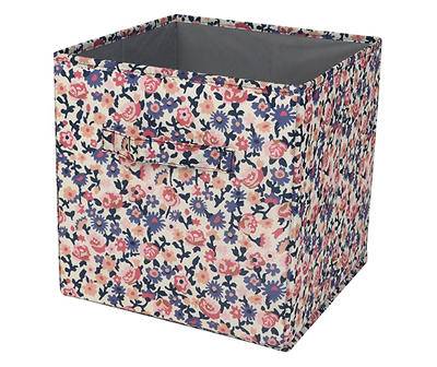 Floral Fabric Bin (blue-pink-white)