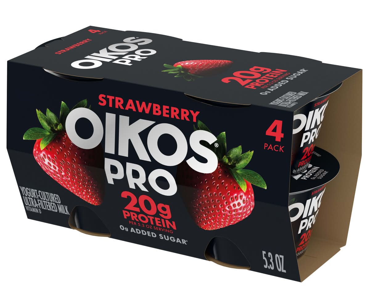 Oikos Yogurt Cultured Ultra-Filtered Milk Cups, Strawberry (1.32 oz, 4 ct)