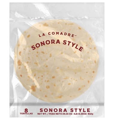 La Comadre Sonora Style Flour Tortillas Burrito Size - 8 Count