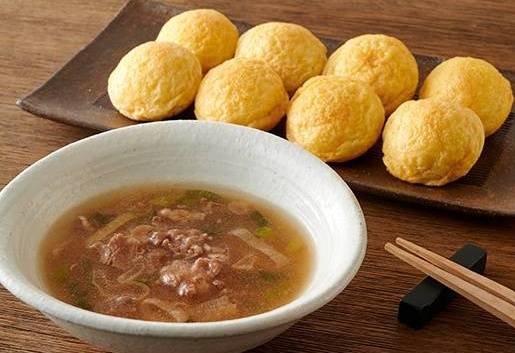 《さっと炒めた国産牛の和風スープ》はっちゃんの明石焼き Hacchan's Akashiyaki (Stir-Fried Japanese Beef Soup)
