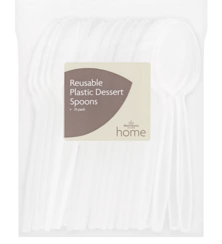 Morrisons Home Reusable Plastic Dessert Spoon (25 pack)