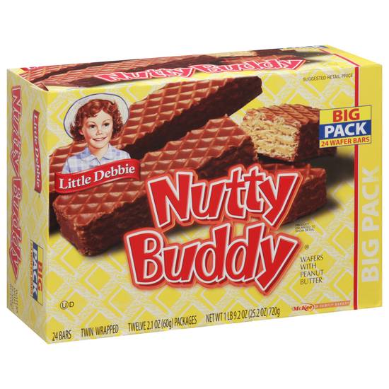Little Debbie Nutty Buddy Twin Wrapped Wafer With Peanut Butter Bar (24 ct)