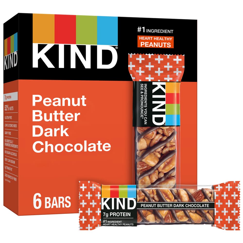 KIND Heart Healthy Nut Bars, Peanut Butter Dark Chocolate (6 x 1.4 oz)