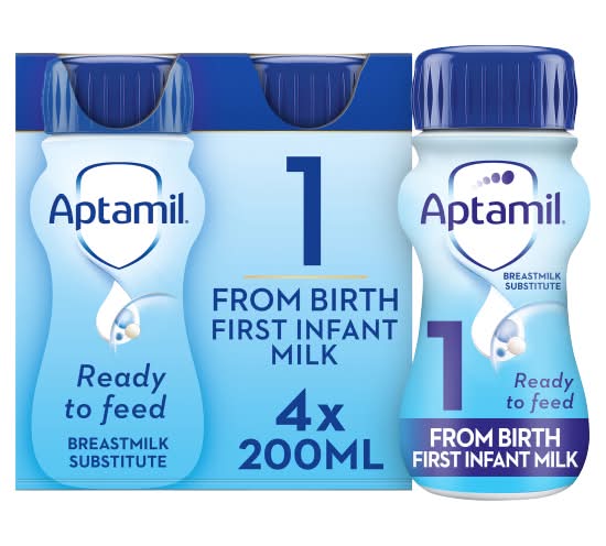 Aptamil 1 First Baby Milk Formula From Birth (4 x 200ml)
