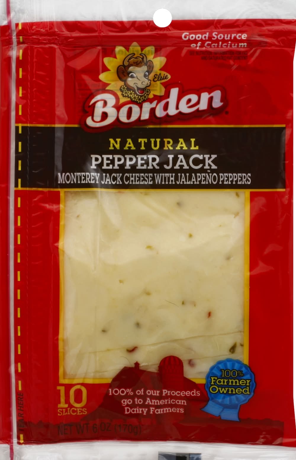 Borden Natural Pepper Monterey Jack Cheese Slices (6.5 oz)