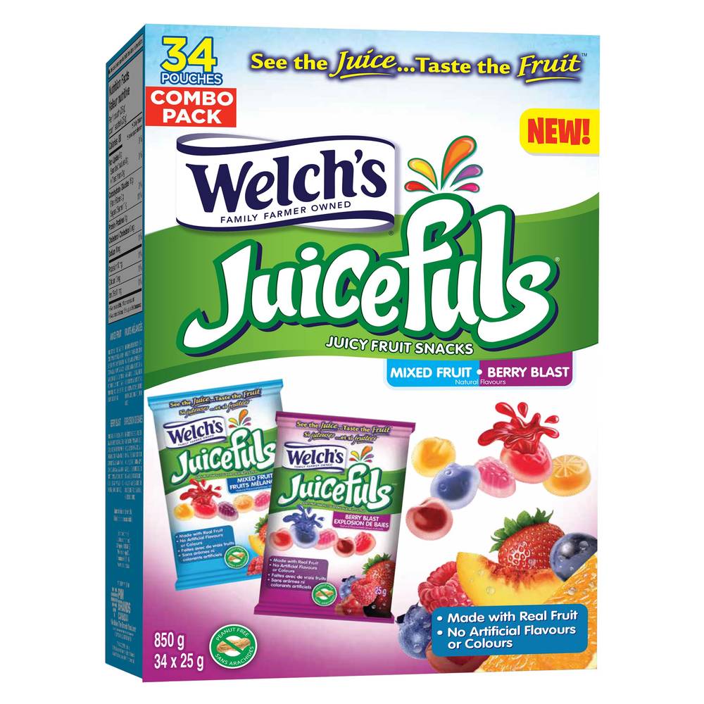 Welch's Juicefuls Collation Aux Fruits Juteux (32 x 25 g) - Juicy Fruit Snacks (32 x 25 g) 