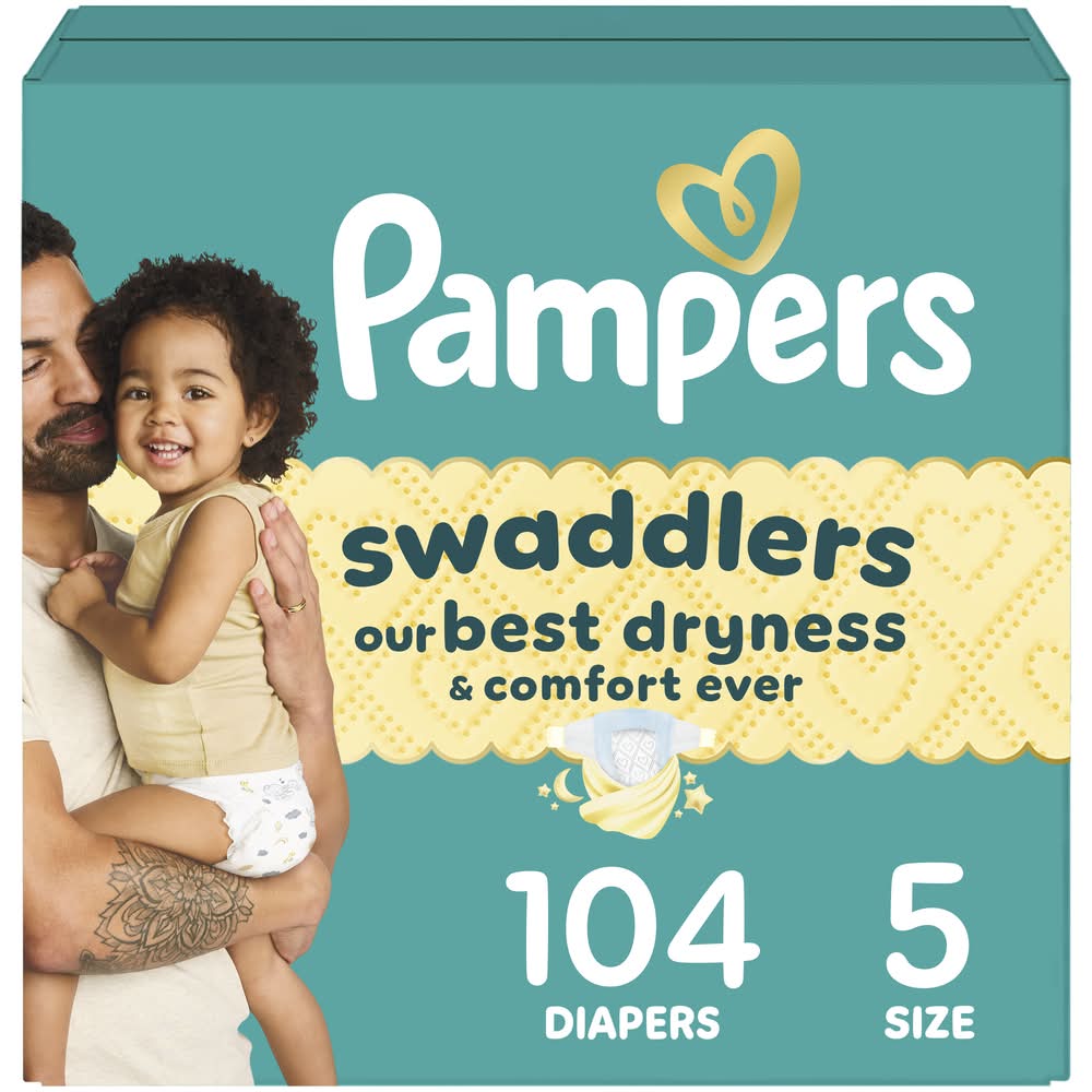 Pampers Swaddlers Soft and Absorbent Diapers, 5 (104 ct)