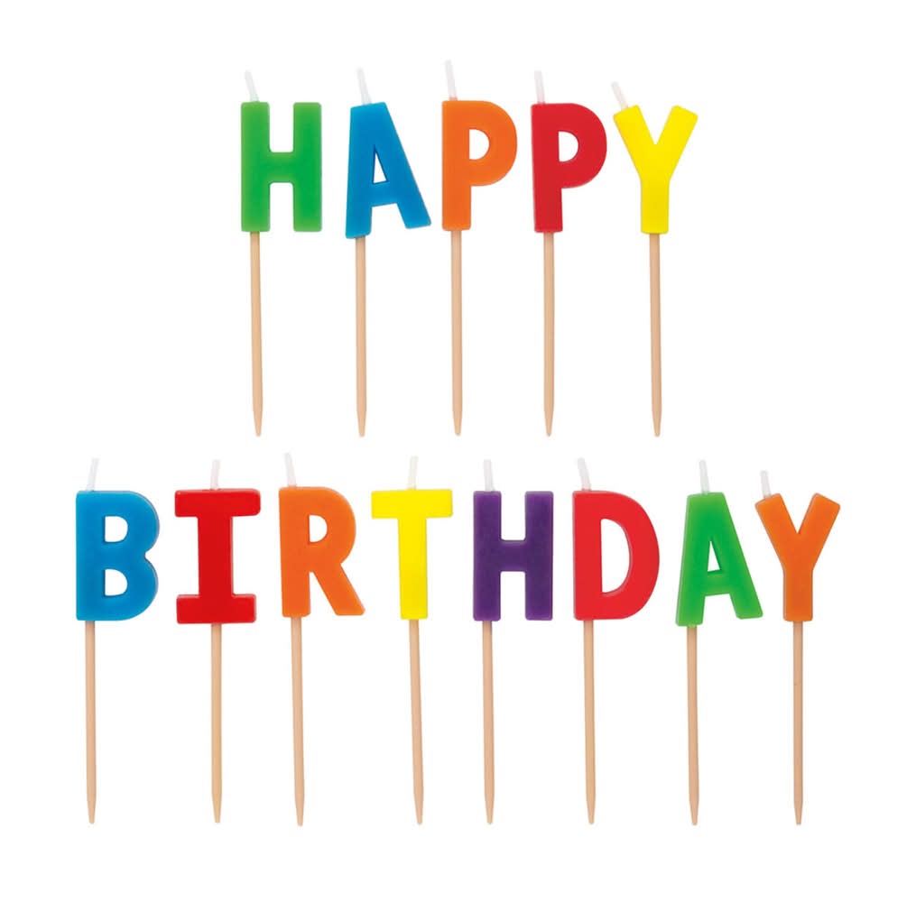 321 Party! Rainbow "Happy Birthday" Letter Birthday Candles 13 Ct