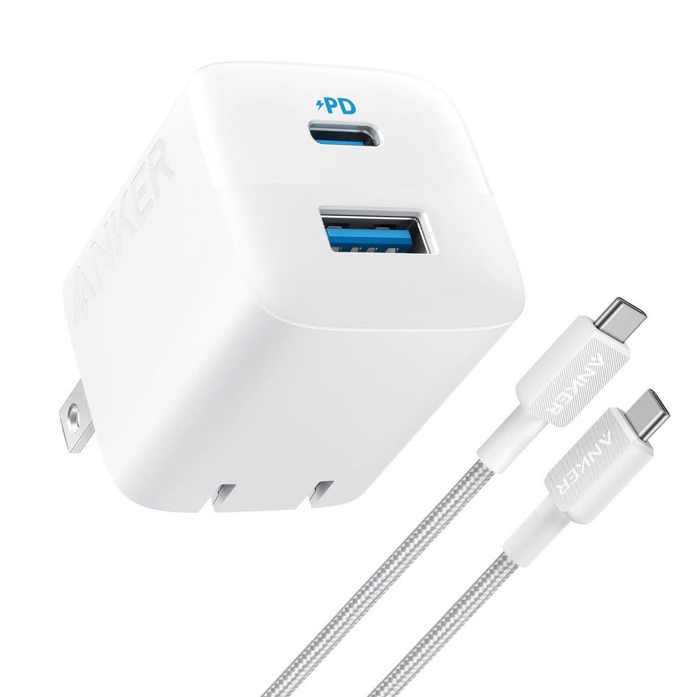 Anker 2-Port 33w Wall Charger With Lightning To Usb-C Cable, White