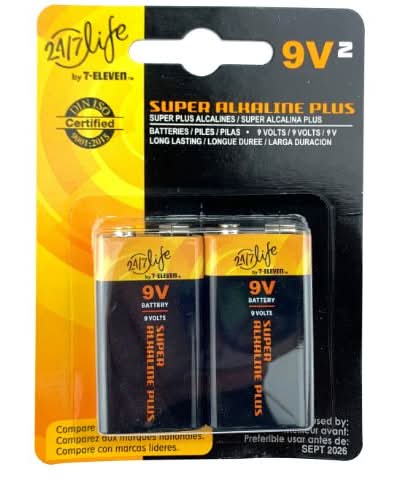 7-Eleven 9V Batteries 2 Pack