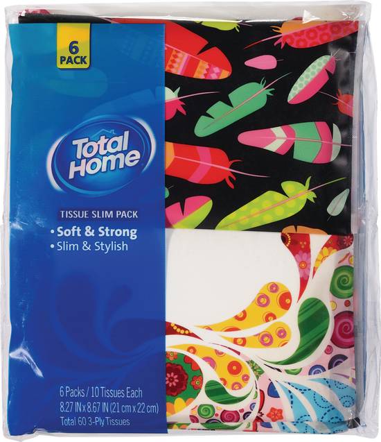 Total Home Tissue Slim Pack, Assorted Designs, 6 ct