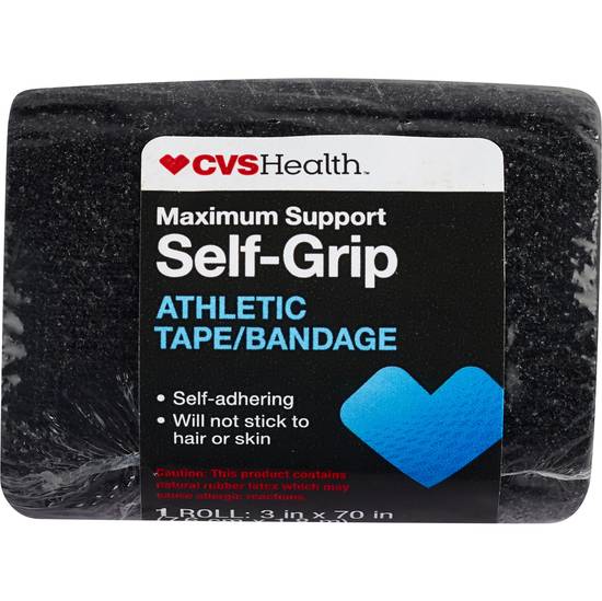 CVS Health Maximum Support Self Grip Athletic Bandage, 3in. x 70in., Black
