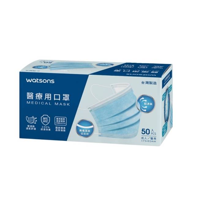 WATSONS 醫療用口罩50入(透氣款)