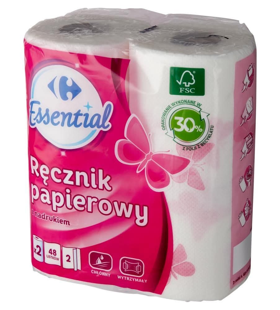 Carrefour Essential Ręcznik papierowy z nadrukiem 2 rolki