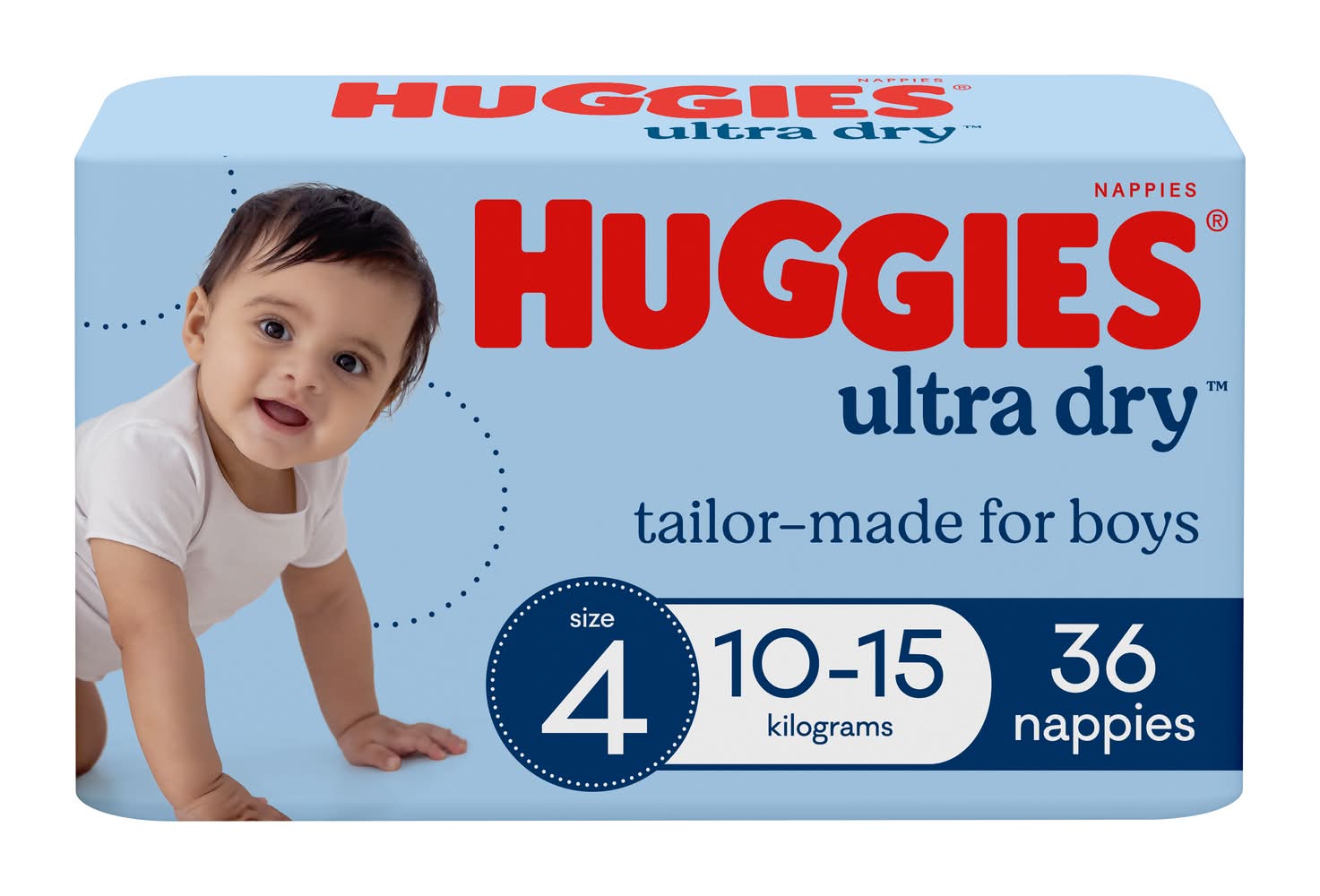 Huggies Boys Ultra Dry Nappies, Stage 4 (36 pack)