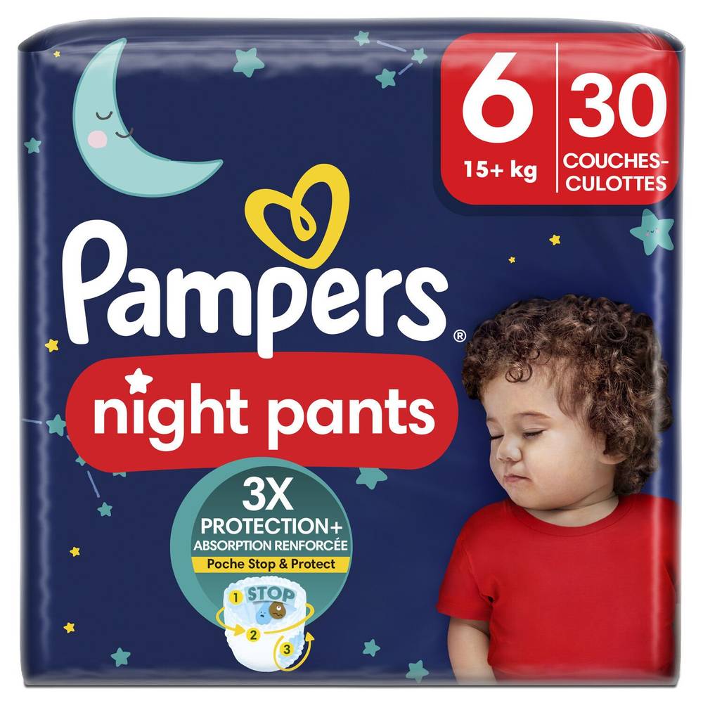 Pampers - Couches culottes baby dry night pants pour la nuit taille 6 15kg+ (32pièces)