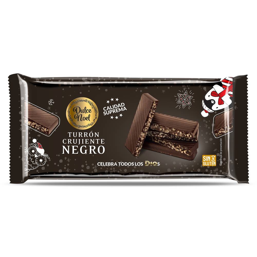 Turrón Crujiente De Chocolate Negro Dulce Noel Dia Bolsa 150 G