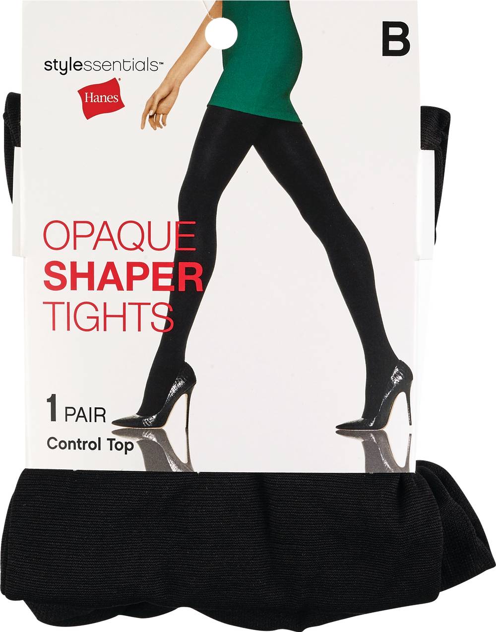 Style Essentials By Hanes Opaque Shaper Tights, Black, M/L