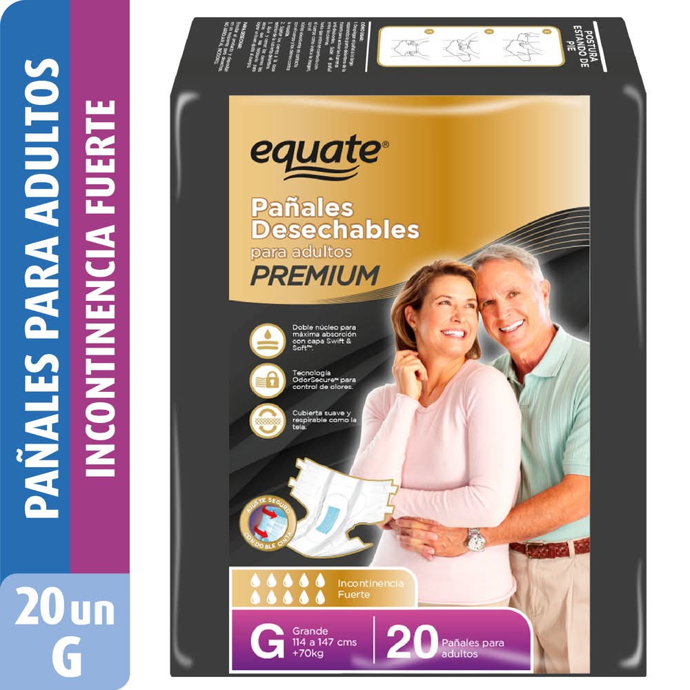 Equate · Pañales premium desechables para adulto - G (20 un)