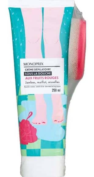Monoprix - Crème dépilatoire sous la douche aux fruits rouges (250ml)