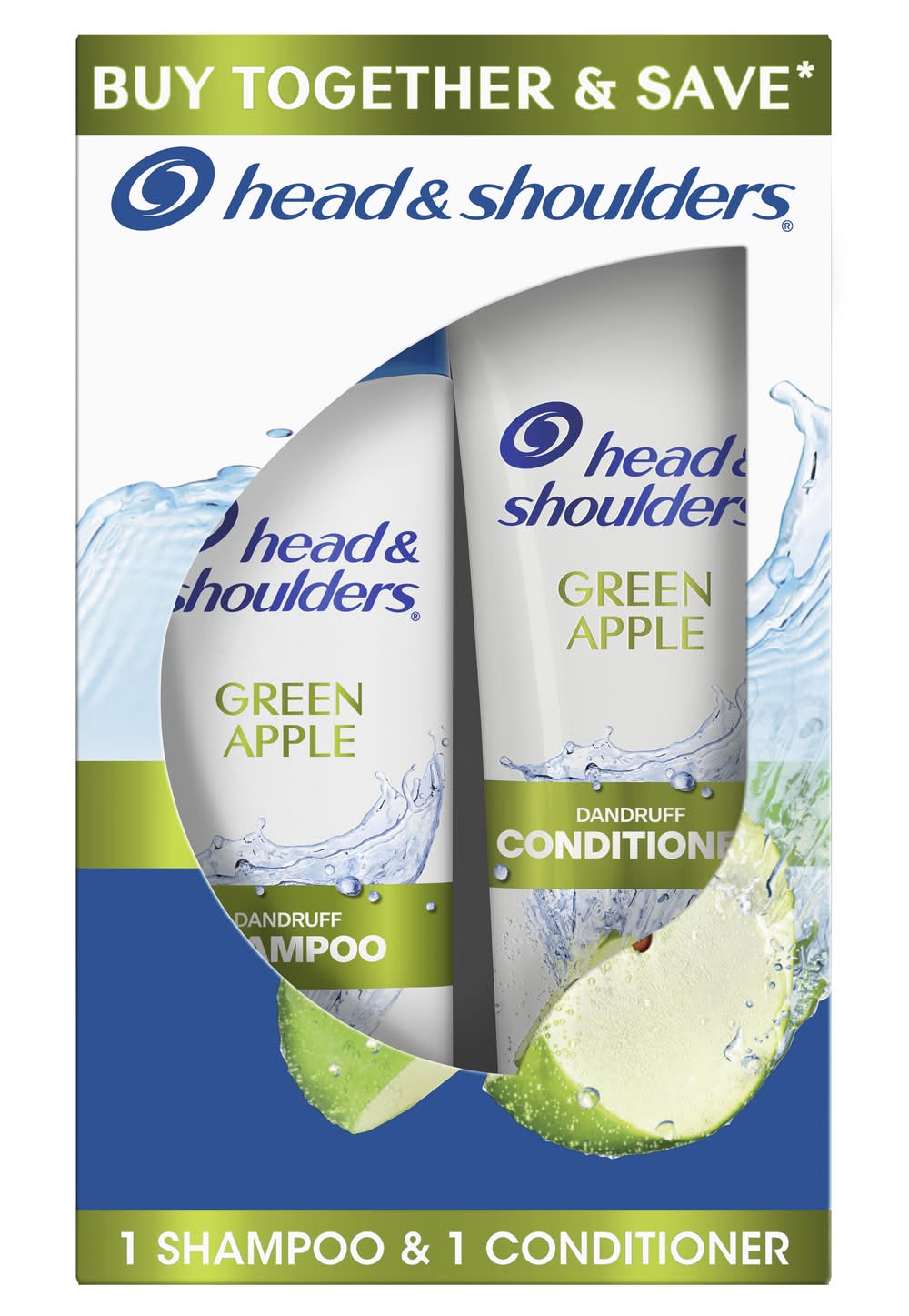 Head & Shoulders Anti-Dandruff Shampoo & Conditioner Dual pack, Green Apple (23.4 fl oz, 2 ct)
