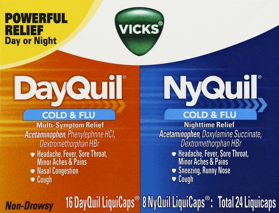 Vicks Dayquil & Nyquil Cough Cold & Flu Relief (24 ct)