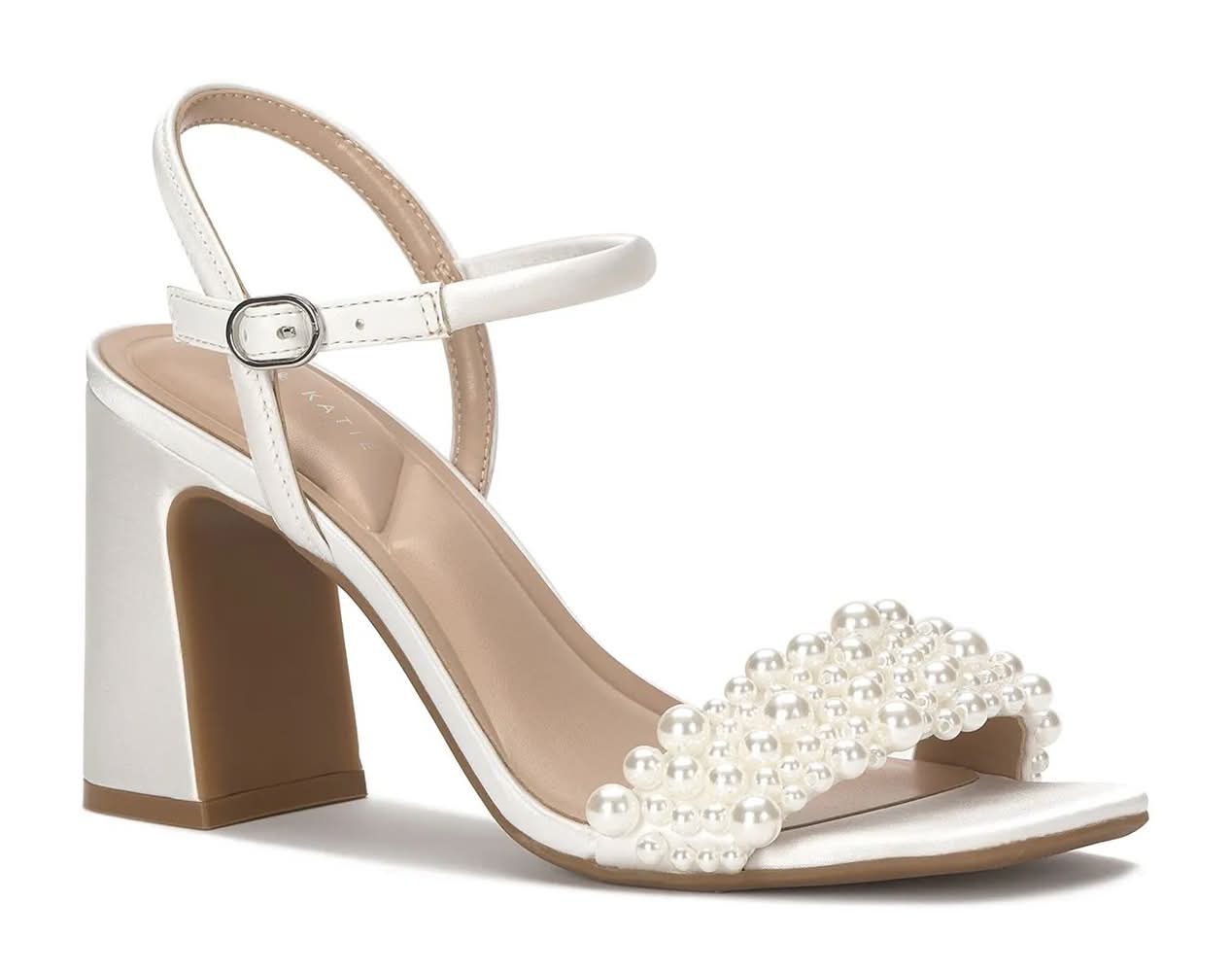 Kelly & Katie Evelina Sandal (Satin Pearl Off White Medium - 9.5)