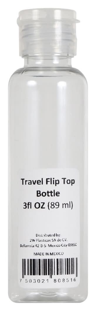 Beauty Care Travel Flip Top Plastic Bottle 3 Fl Oz