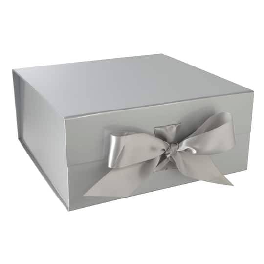 Large Silver Collapsible Ribbon Box By Celebrate It