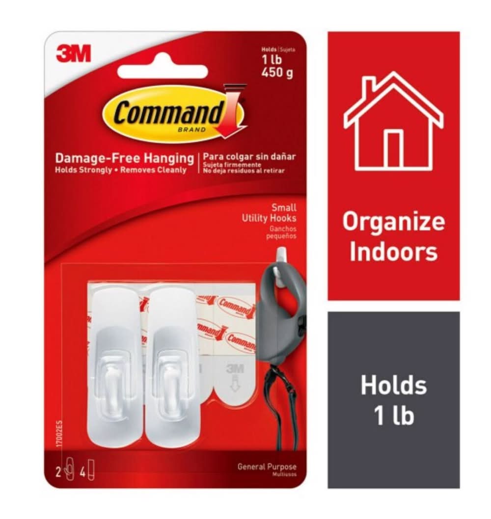 3M Command Small Plastic Hook 2.37 In. L 2 Pk