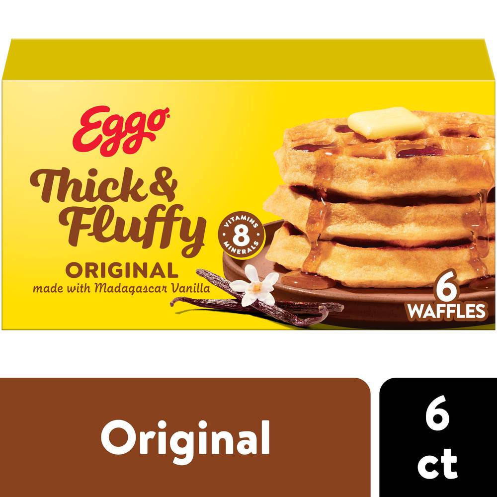 Eggo Kellogg's Thick and Fluffy Belgian Style Waffles, Vanilla (1.93 oz, 6 ct)