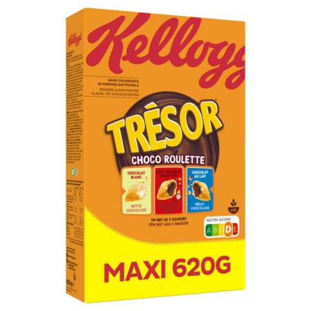 Cereales trésor choco-roulette KELLOGG'S - le paquet de 620g