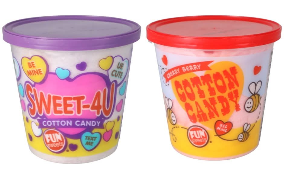 Fun Sweets Valentine's Day Cotton Candy Tub, Cherry Berry (2 x 2.25 oz)