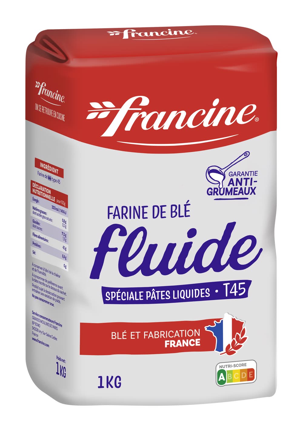 Francine - Farine fluide farine de blé française t45 (1kg)