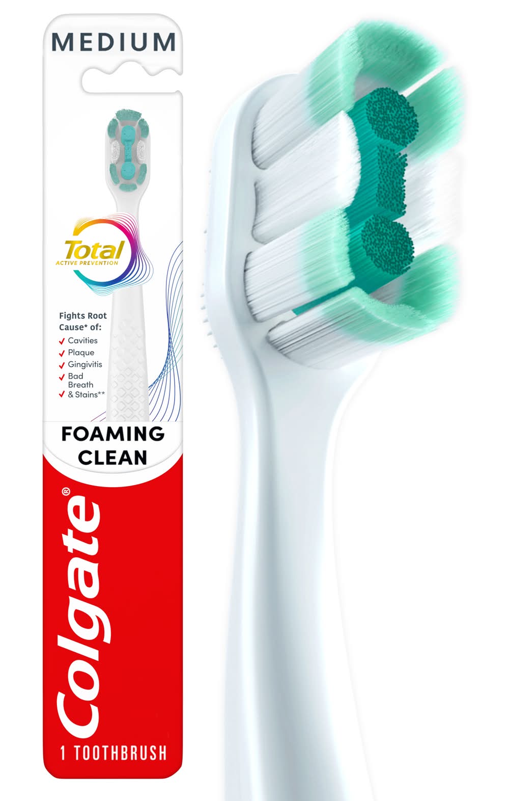 Colgate Total Active Prevention Foaming Clean Medium Toothbrush