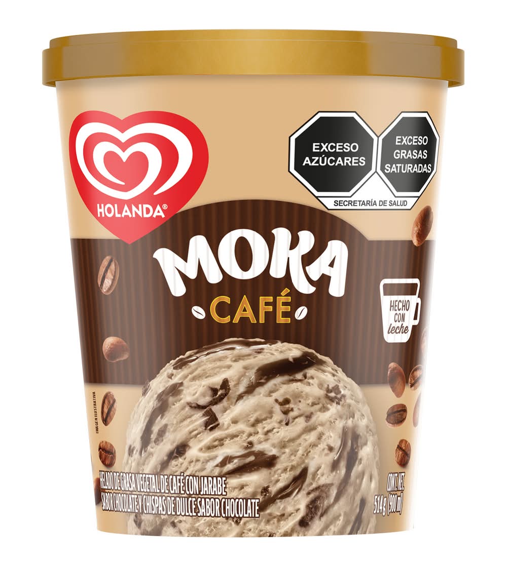 Helados Holada · Helado moka café con jarabe y chispas de dulce, chocolate (900 ml)