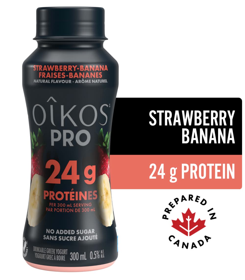 Oikos Pro High Protein Drinkable Greek Yogurt, Strawberry - Banana (300 ml)
