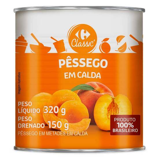 Carrefour pêssego em calda classic (320 g)