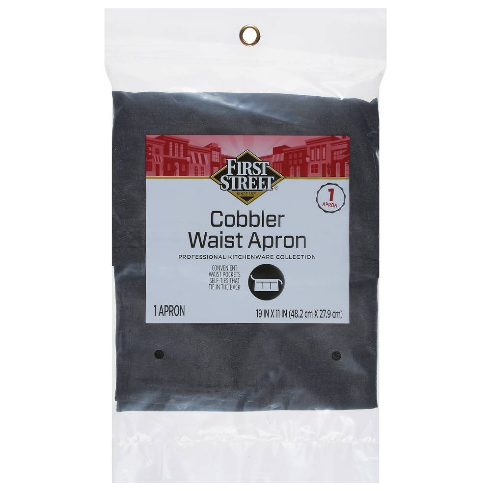 First Street Cobbler Waist Apron, Black