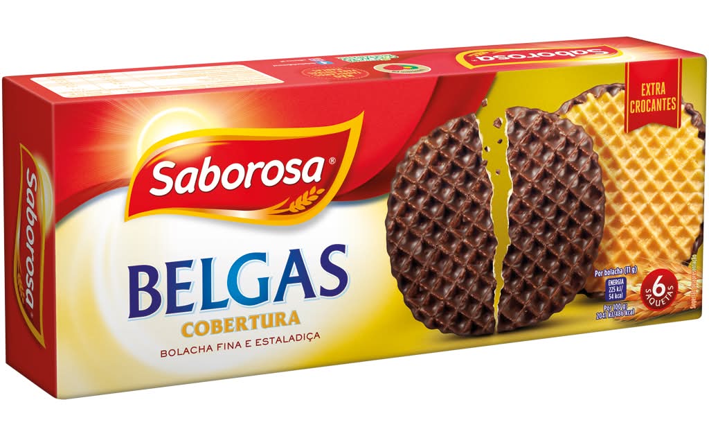 Saborosa - Bolacha de manteiga belga com chocolate, embalagem de 200g