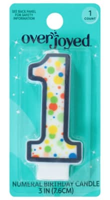 Overjoyed Numeral 1 Birthday Candle, 3 in