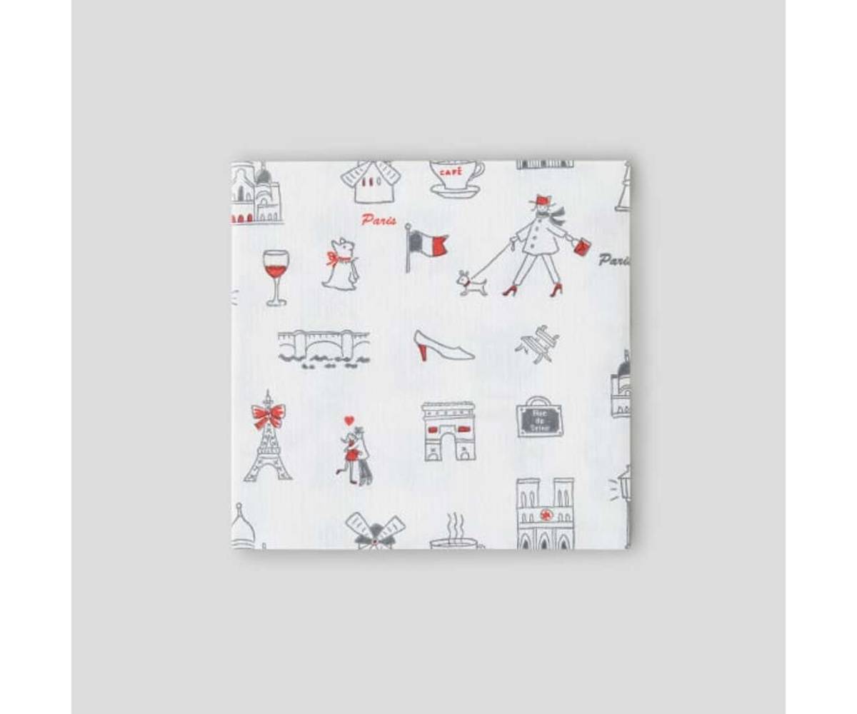 Monoprix Maison - Serviettes, 25cmx25cm, grise, rouge (20)