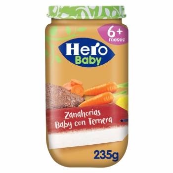 Tarrito de zanahorias baby con ternera desde 6 meses Hero Baby sin gluten 235 g.