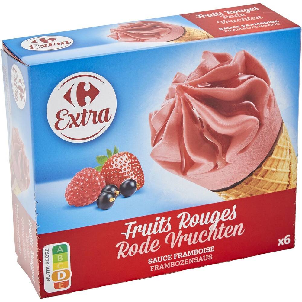 Carrefour Extra - Glaces cônes (fruits rouges)