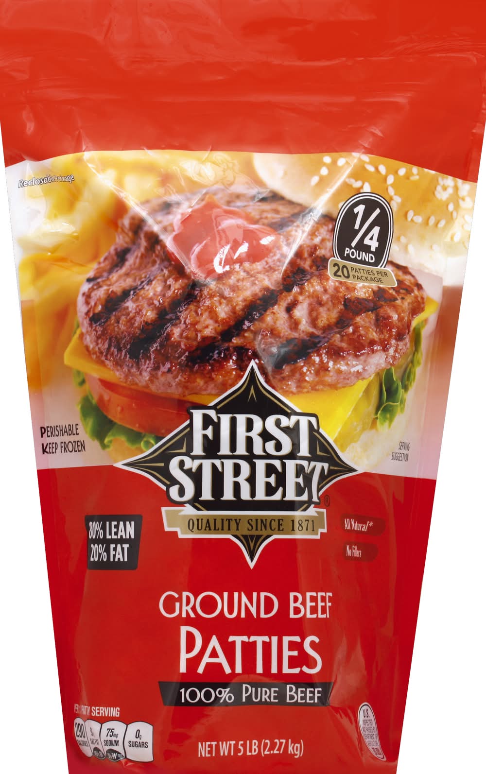 First Street Ground Beef Patties (5 lbs, 20 ct)